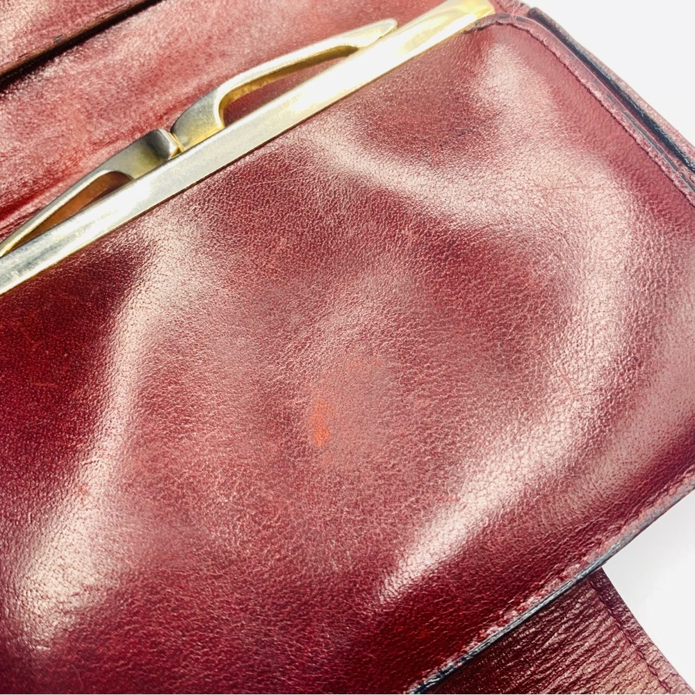 Vintage Burgundy Leather Wallet with Gold Horsebit Detail – Equestrian Style - Picture 7 of 16